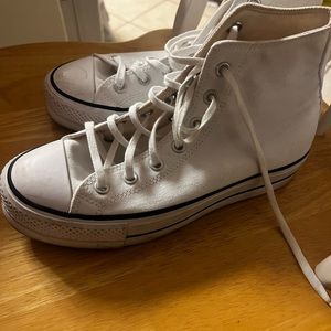 White platform high top Converse